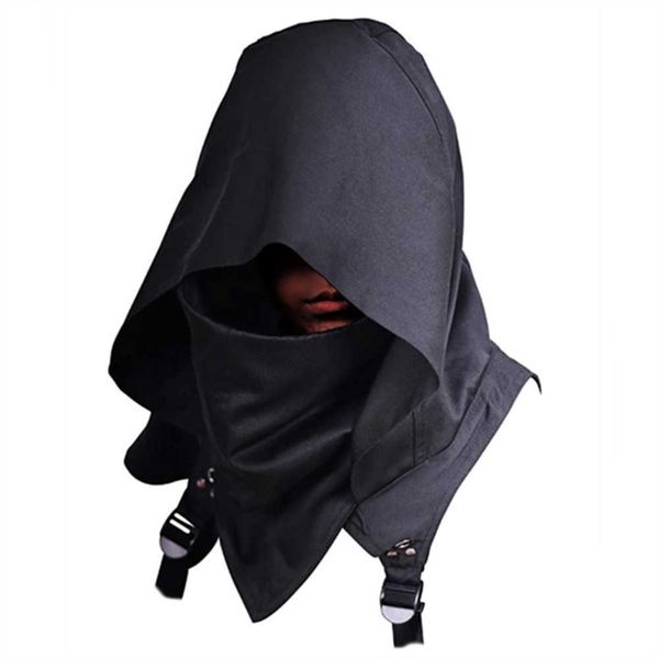 Chapéus de festa Halloween Adulto Capa com Capuz Capuz Cachecol Pescoço Aquecedor Boné Festa Bruxa Vampiro Traje Cosplay Feminino Homens Gótico Punk Headwear HKD230807