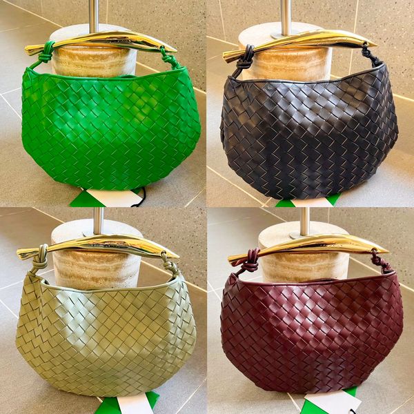 Bolsas intrecciato de luxo de alta capacidade e qualidade espelhada para homens e mulheres Bolsas de ombro de corpo cruzado Bolsas de mão de metal com alça superior de couro de designer Bolsa de embreagem