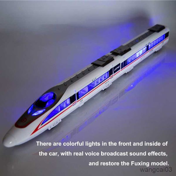 Diecast Model Cars 32 Scala Fuxing Treno ferroviario ad alta velocità Lega metallica Modello pressofuso Collegamento pista Veicolo Ragazzo Adulto per giocattoli regalo da collezione R230807