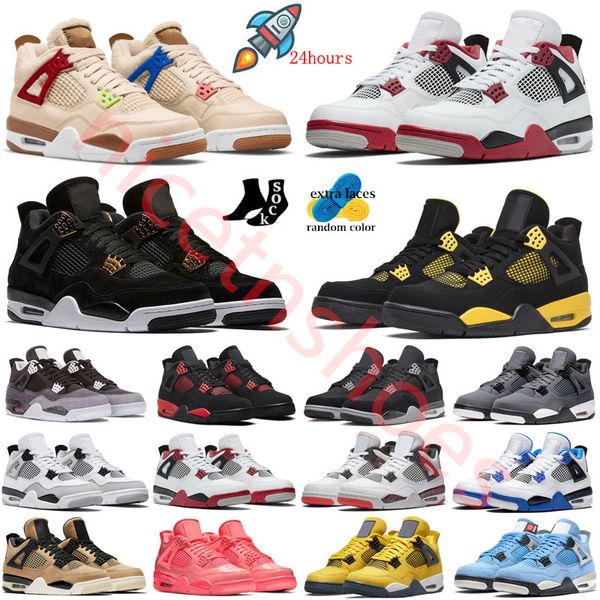 4 Basketball jumpman 4s shoes Thunder rosso Craft Military Black Chrome Blank Canvas pino verde vela Midnight Navy bianco oreo neon sneakers designer uomo donna