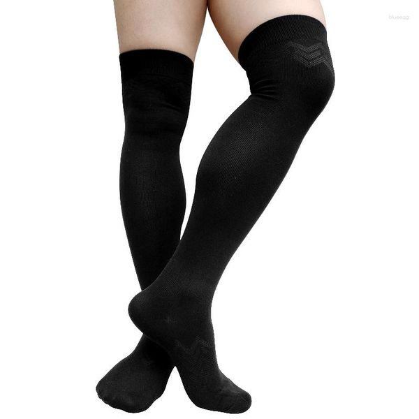 Мужские носки бедро высокий мужской костюм черный хлопок жаккардовый сетка дышащий мужской чулок формальный бизнес сексуально долго для