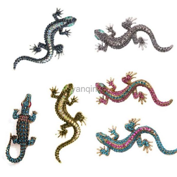 Pins Broschen Blaue Strass Gecko Broschen Frauen Männer Schöne Metall Tier Brosche Pins Neujahr Geschenke Eidechse Pin Schmuck Kleidung Zubehör HKD230807