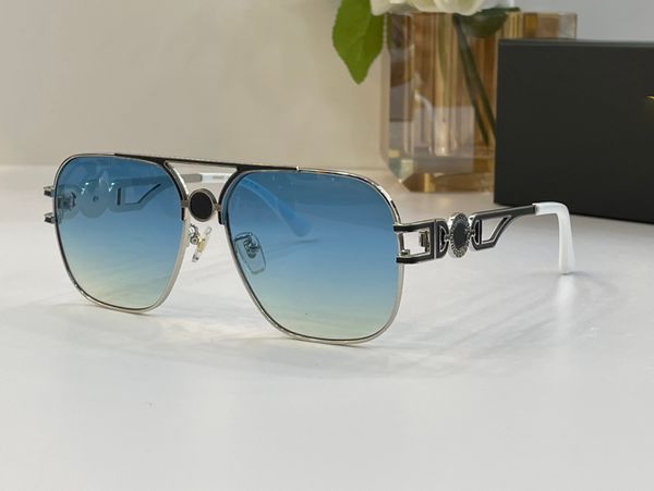 Designer-Herren-Sonnenbrille, Damen-Brille, Metall, dünner Rahmen, doppelter Nasensteg, Spiegelbein, Nasensteg, Stereo, 1 1, hochwertige Delikatesse-Markenbrille, Luxusbrille