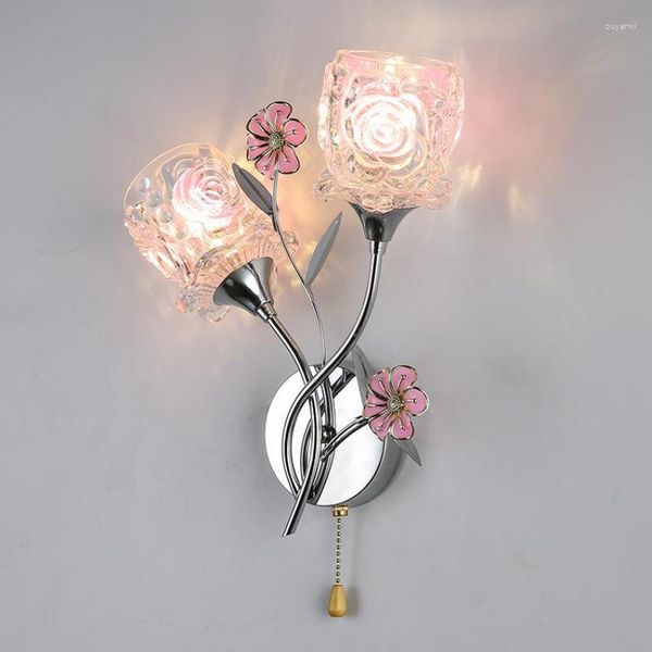 Wandlampen Flur Glas Blumenbefestigungen Modernes Licht Nachttischlampe Schlafzimmer Spiegel Gang Treppe G4 Led Abajur