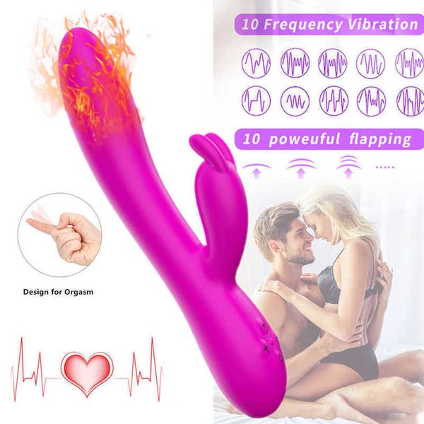 Massagegeräte Erwachsene Frauen Masturbationsheizung Vibrator Kaninchenohrklitoris stimulieren Massage weibliche vibrierende Dildo G-Punkt-Pumpenei