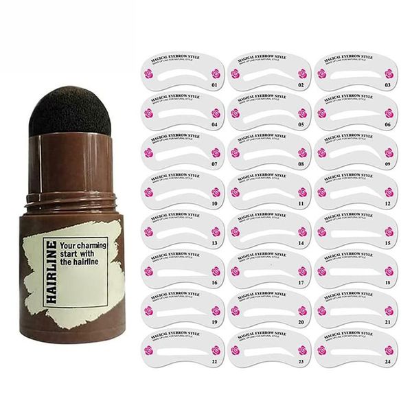 Augenbrauenverstärker, Augenbrauen-Stempel-Schablonen-Set, wasserfeste Make-up-Werkzeuge, natürlicher Konturierungsdruck, Conceal-Stick für Frauen, Anfänger, Schwarz, 230807