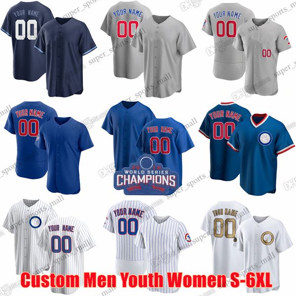 Maglia da baseball personalizzata S-6XL Seiya Suzuki Ian Happ Dansby Swanson Banks Sandberg Alzolay Assad Barnhart Bellinger Boxberger Fulmer Gomes Hoerner Hosmer Hughes