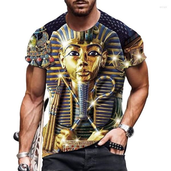 T-shirt da uomo Moda stile retrò Street T-shirt da uomo stampa 3D egiziana Casual traspirante Abbigliamento comodo Manica corta divertente