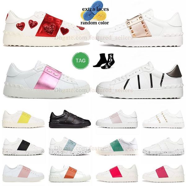 Designer-Valentinstag-Schuhe, Valentin-Sneaker, Schwarz, Weiß, Marineblau, Rosa, Blau, goldene Spikes, Nieten, Turnschuhe, Slipper, Freizeitkleidung, Outdoor-Schuh, Leder, Herren, Damen, US 12