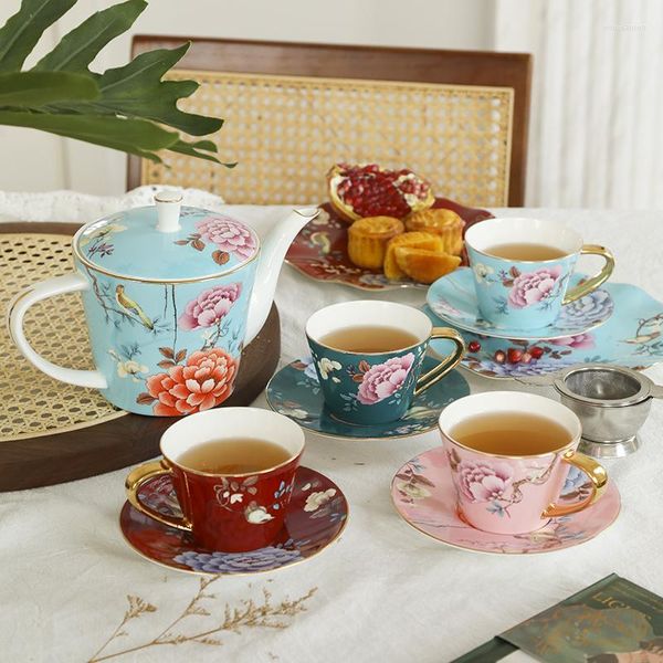 Xícaras Pires Luxo Xícara de Café com Leite Cerâmica Estética Vintage Prime Drink Espresso Conjunto de Chá Pires Reutilizável Porcelana Utensílios Domésticos