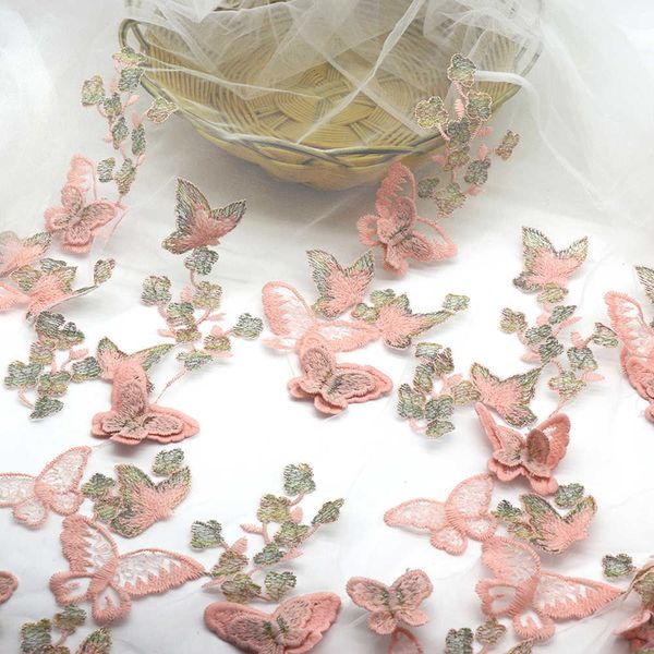 Prodotti cinesi 90*130 cm Farfalla Ricamo Tulle Tessuto di pizzo Shabby per Abito da sposa Tessuto Fai da te Forniture per cucire Artigianato