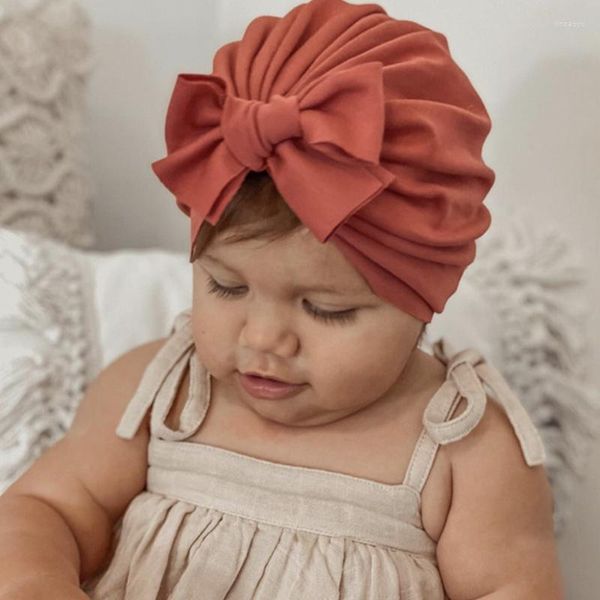 Acessórios de cabelo 0-3T de algodão com laço de bebê gorro de bebê menina nó turbante cor sólida verão infantil menino chapéu pano macio nascido criança gorros