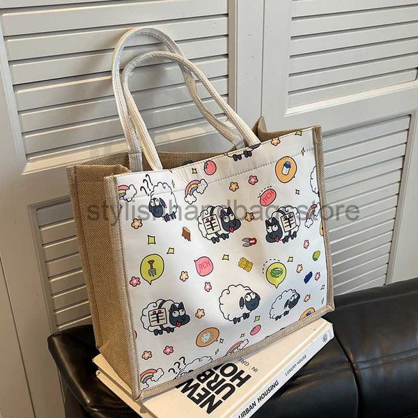 Bolsa de viagem de grande capacidade para mulheres 2023 nova linda bolsa de ombro de desenho animado para estudantes sala de aula bolsa de lona portátil elegante bolsas de mãoloja