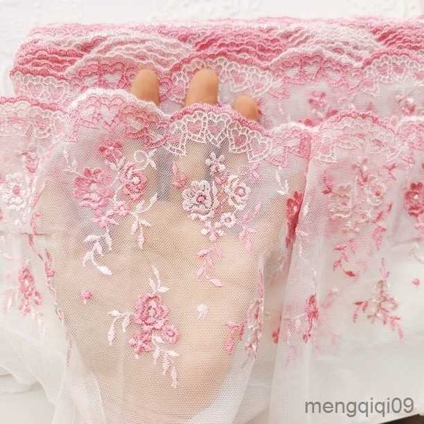 Prodotti cinesi cortile 17 cm largo rosa tulle ricamo a forma di cuore tessuto di pizzo per frangia abito da sposa tenda decorazione cucito R230807