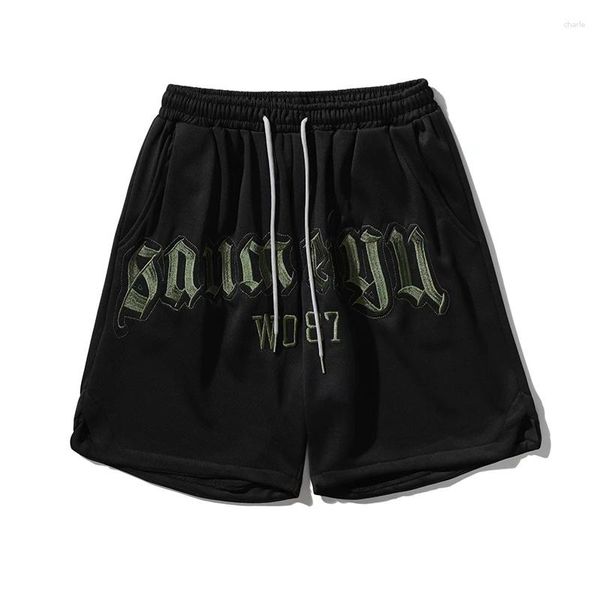 Shorts Masculino 2023 Moda Verão Streetwear Harajuku Bordado Homens Japonês Estilo Vestuário Cintura Elástica Curto