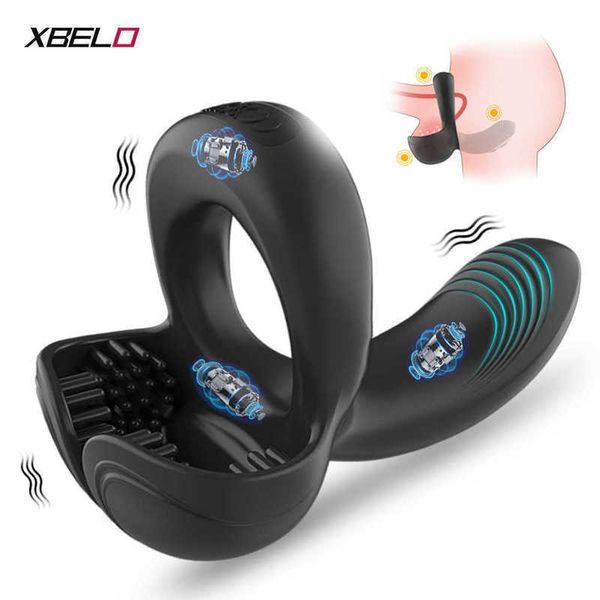 Massager potente vibratore per uomini 3 motori Eiaculazioni ritardi testicoli per lo stimolatore perineo dell'anello di gallo coppia gioco