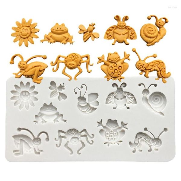 Moldes para assar Abelha Borboleta Rã Caracol Silicone Molde para Bolo Sugarcraft Cupcake Fondant Ferramentas de Decoração