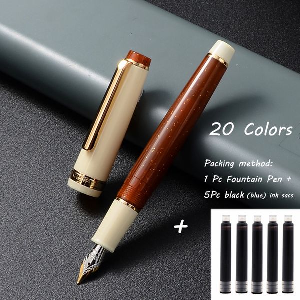 Canetas tinteiro 1 peça com tinta Jinhao 82 acrílico com acessório giratório dourado F Nib Writing Smooth Business Offic 230807