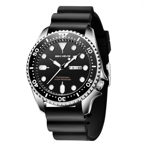 Orologi da polso Orologio sportivo da uomo Calendario Night Glow Premium Soft Silicone Band Quartz Business Running Waterproof