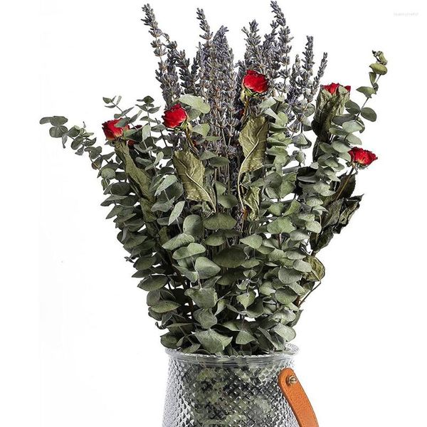 Fiori decorativi Piante artificiali Foglie di eucalipto Lavanda rosa per decorazioni per feste Bouquet naturale essiccato Boho Home Artigianato fai da te