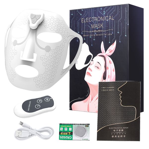 Yüz Masaj Mikro Akım Silikon Maskesi Elektrik EMS Nabız Cilt Kaldırma Anti -Winkle Gençleme 230804