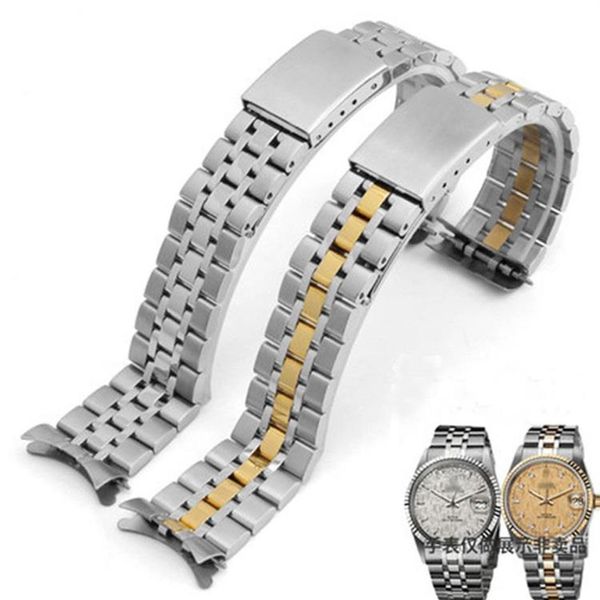 19-mm-Uhrenzubehörarmband für Prinz- und Königin-Armband aus massivem Edelstahl, Silber-Gold-Armbandbänder289x