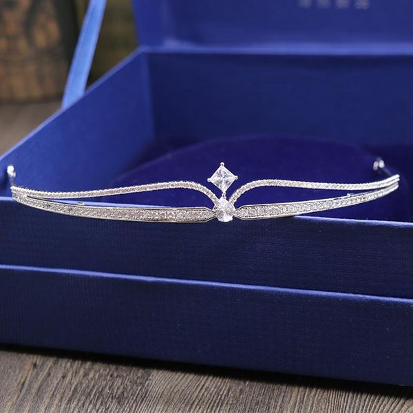 Headpieces de noiva tiaras coroas reais com zircônia jóias de noiva meninas noite festa de formatura apresentação casamento de cristal ac273s