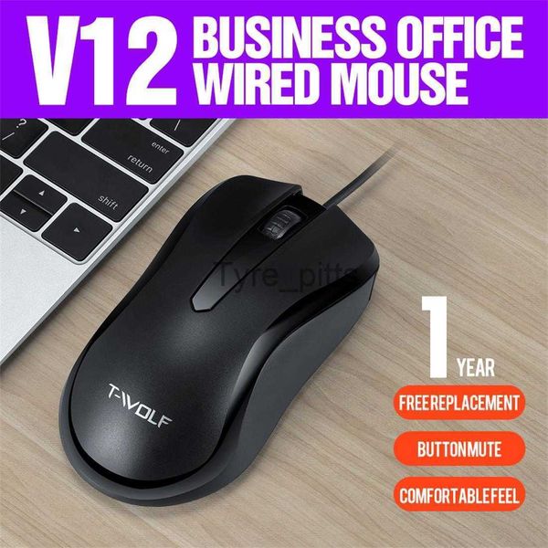 Mouse Nuovo V12 Mouse da gioco per computer cablato 1200 DPI Classic USB Wired Office Mouse ergonomico muto per PC Laptop Mouse da tavolo Gamer X0807