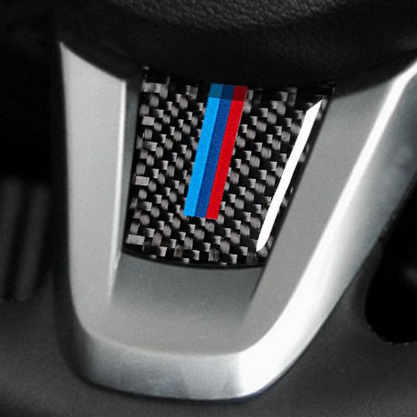 Para bmw z4 fibra de carbono modificação interior do carro adesivos volante m listra emblema adesivos estilo do carro para e89 2009-2015290i