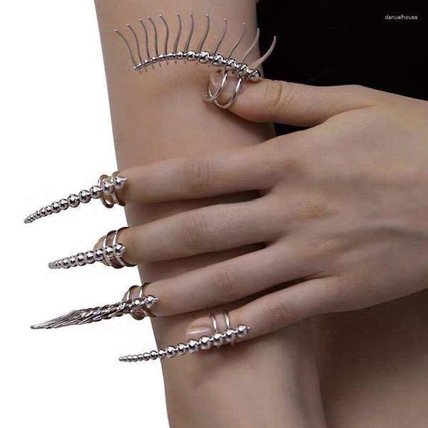 Cluster Rings Personality Punk Hip-hop Metal Pointed Claw Anel Fashion Long Open For Female Men Party Accessories Gifts