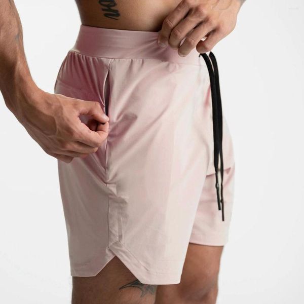 Herren-Shorts für Herren, Workout, Fitness, atmungsaktiv, Jogger, Fitnessstudios, Bodybuilding, schnell trocknend, Freizeit, Laufen, rosa Farbe, S-XXL