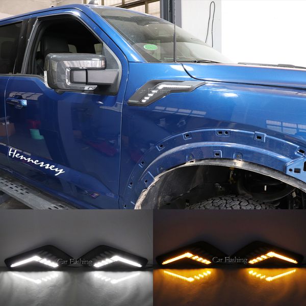 2 pçs luz de pára-choque do carro para ford raptor f150 2022 2023 led luz de circulação diurna lâmpada de sinal de volta drl lâmpada de marcador lateral