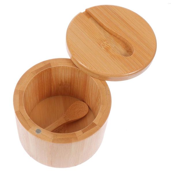 Garrafas de armazenamento de bambu tempero jar terrário recipientes de vidro condimento conjunto de utensílios de cozinha para casa