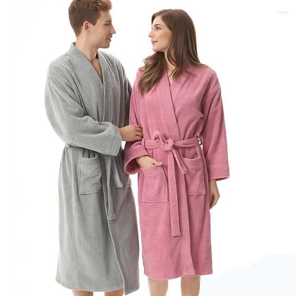 Roupa de dormir feminina Roupão de banho de algodão unissex para homens e mulheres Roupão de dormir dupla face Feminino Roupa de casa casual