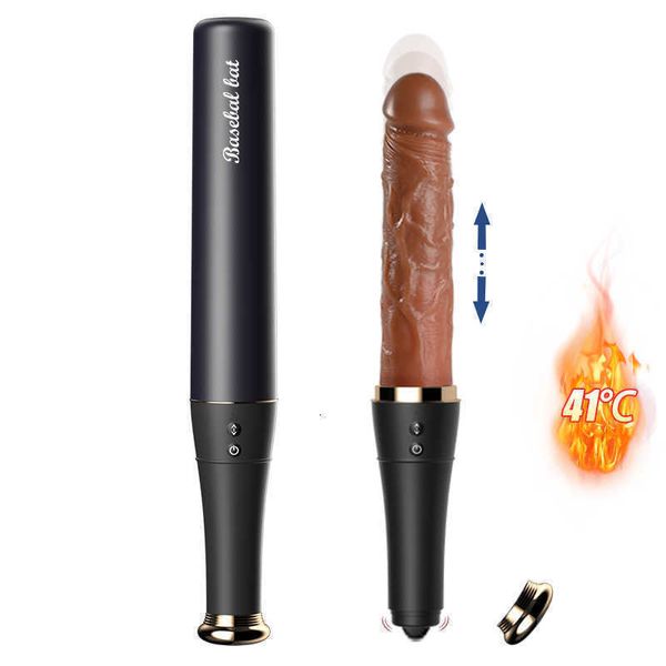 Massageador 9.4 Polegada pênis portátil realista deslizando prepúcio vibrador aquecido vibradores feminino masturbador grande adulto anal loja