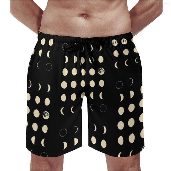 Pantaloncini da uomo Moon Phases Board R Pattern Pantaloni corti retrò Uomo Stampato Sport Fitness Fast Dry Beach Trunks Gift