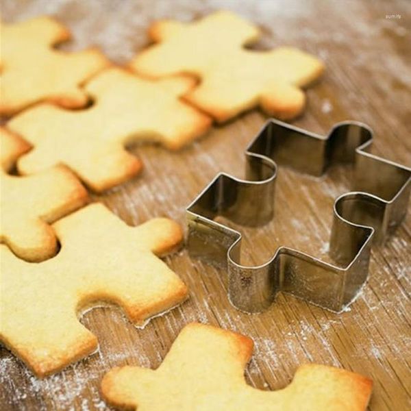 Moldes de cozimento em aço inoxidável forma de quebra-cabeças molde de biscoito cortador de natal diy sobremesa utensílios de cozinha bolo acessórios de cozinha