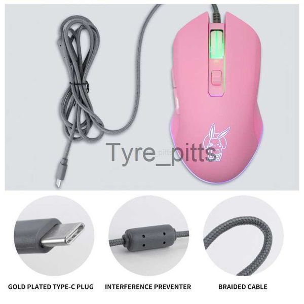 Мыши Pink Rabbit USB C Mouse с светодиодной подсветкой 2400DPI Тип C проводная мышь для MacBook Chromebook ноутбук Matebook x планшет x0807