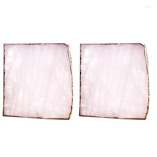 Стол -бегун 2pcs Agate Slice Pink Teacup Tray Decorative Design Stone Gold Readges Home Decton Gemstone Natural C