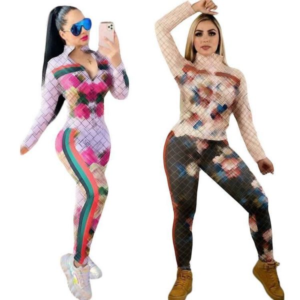 Jaqueta e calças conjunto de duas peças fatos de treino moda feminina com zíper moletom e calça conjuntos frete grátis