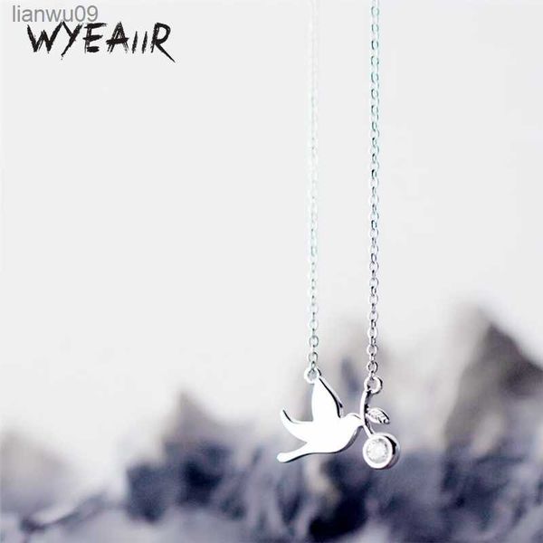 WYEAIIR 925 Sterling Silver Fresh Lovely Mini Bird llow Pigeon Gioielleria raffinata Collana femminile di lusso L230704