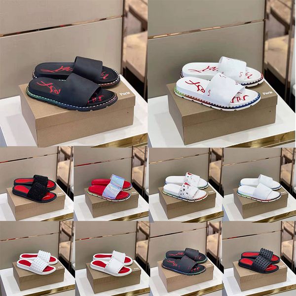 Chinelos de grife de luxo masculinos rebites sapatos fofos chinelos femininos masculinos preto branco bege macio vermelho plataforma sandália chinelos planos chinelos piscina sandálias paris moda cool