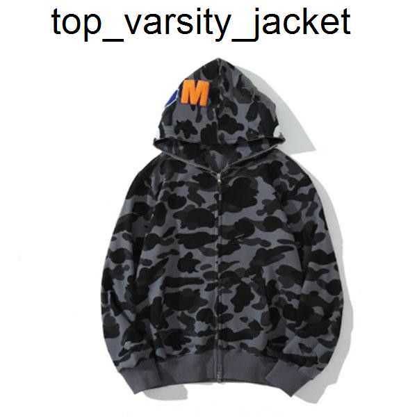 Damen Herren Designer Hoodie Full Zip Up Shark Hoodies Frau Schwarz Camouflage Jacke Blau Modemarke Sweatshirt Mann Damen Pullover Langarm Fleece Hoodie