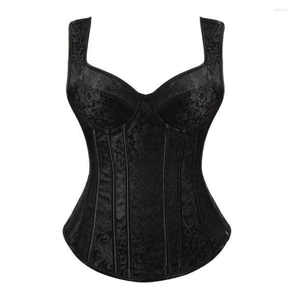 Bustiers Corsets Steampunk Straps Jququard Dokunma Halter Corsetto Çiçek Kemik Push Up Shapewear Zip Akşam Festivali Rave