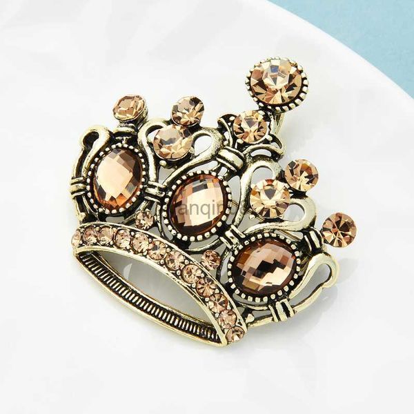 Pins Broschen Wuli baby Vintage Kristall Krone Broschen Für Frauen Klassischen Stil Party Casual Brosche Pins Geschenke HKD230807