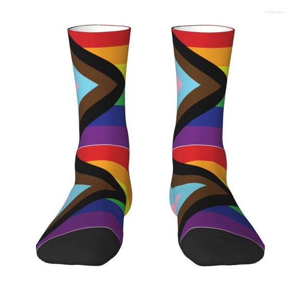 Meias masculinas legal estampadas orgulho gay bandeira arco-íris LGBTQ para mulheres homens esticar verão outono inverno LGBT lésbicas bissexuais Crew