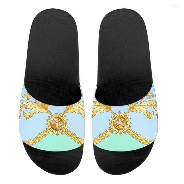 Hausschuhe Frauen Männer Sommer Strand Slides Flip-Flops Luxus Barock Blumenmuster Liebhaber Haus Outdoor Sandalen Badeschuhe