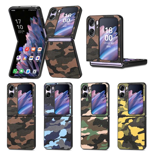 Capa dobrável com design de padrão de camuflagem N2 Flip para OPPO Find N2 Flip Anti Slip Strip Phone Case