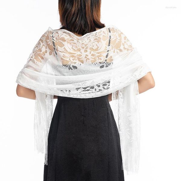 Schals Design Frauen Abendkleid Spitze Schal und Tücher Lange Quaste Wrap Solide Hijabs Dame Pashmina Foulards Bandana Hochzeit 2023