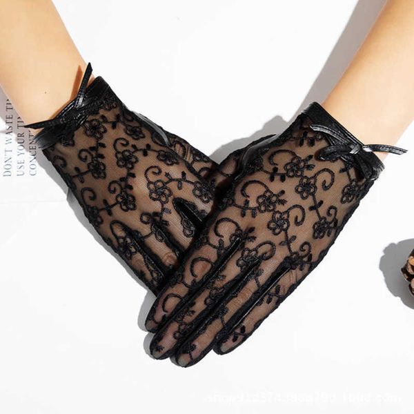 Fünf-Finger-Handschuhe, Designer-Handschuhe, Lederhandschuh, Damen-Winterhandschuh aus Schaffell, Spitze, für Damen, offizielle Replik, Gegenqualität, europäische Größe, T0P-Qualität, 015A